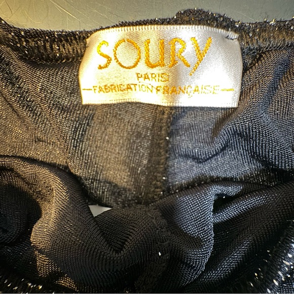 4/$24 SOURY Paris Elegant Black with Silver Shimmer Shortie Pajama Shorts - Picture 4 of 5
